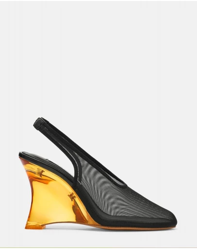 Steve Madden - Dyra Black/Gold Wedge Heels