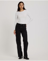 Atmos&Here - Myra Straight Leg Raw Hem Jeans