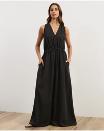Atmos&Here - Cleo V-Neck Cinched Waist Midi Dress