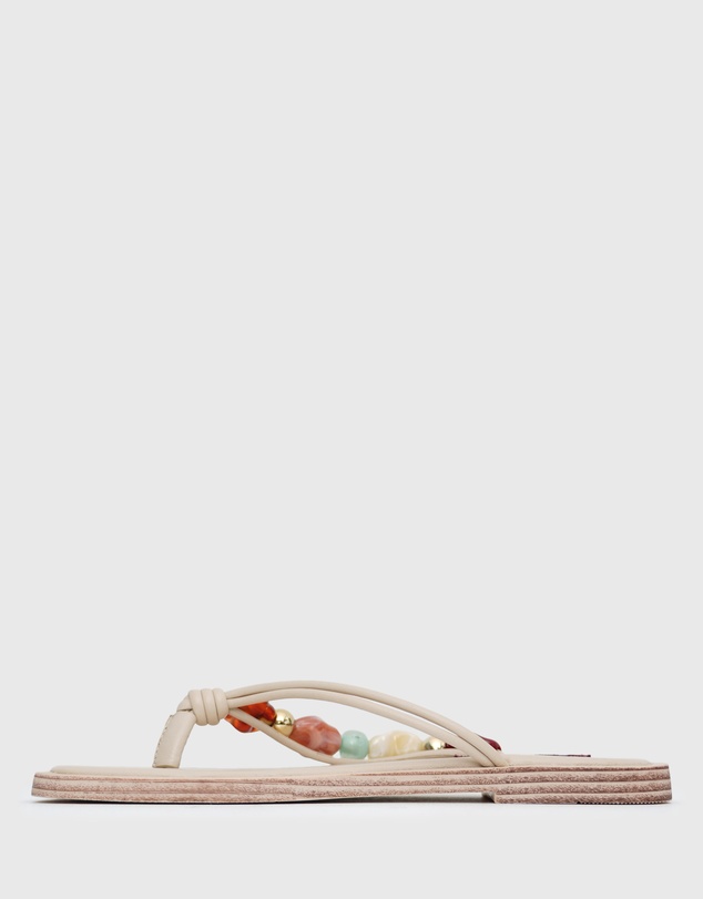 Betts - Saltwater Leather Multi Beaded Thong Sandals