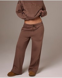 BO+TEE - Cosy Coffee Run Brushed Jersey Wide-Leg Joggers