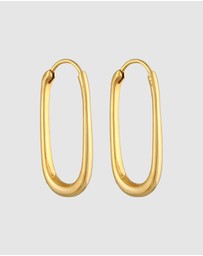 Elli Jewelry - Earrings Creoles Oval Elegant Timeless Basic in 925 Sterling Silver Gold Plated