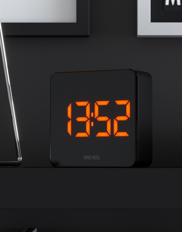 Newgate - Newgate Space Hotel Orbatron Alarm Clock Black Case - Black Lens - Orange Led
