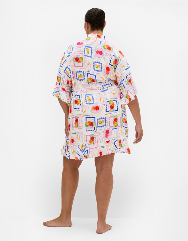 City Chic - Kitty Citrus Print Sleep Kimono