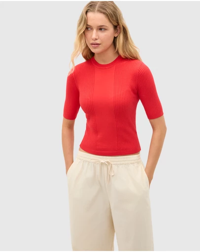Seed Heritage - Cotton Blend Rib Knit Top