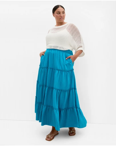 City Chic - Boho Tiered Maxi Skirt