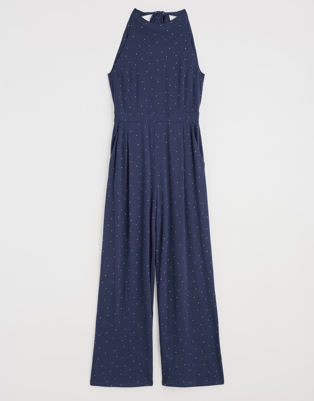 Seasalt - Seasalt Cornwall Navy Belyars Jersey Tie Neck Jumpsuit