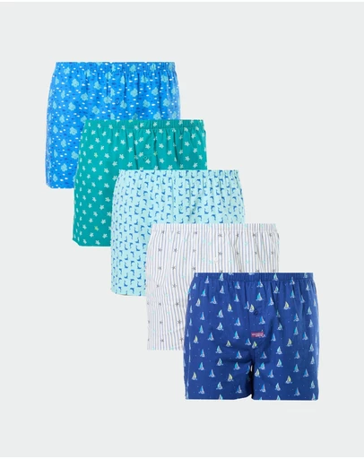 Mitch Dowd - Mitchdowd Mens Woven Boxer Shorts 5 Pack Beach Print