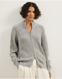 Atmos&Here - Mika Mottled Chunky Knit Zip Jumper