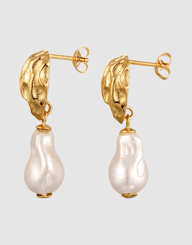 Elli Jewelry - Shell Pearl Stud Earrings in Gold-Plated 925 Silver