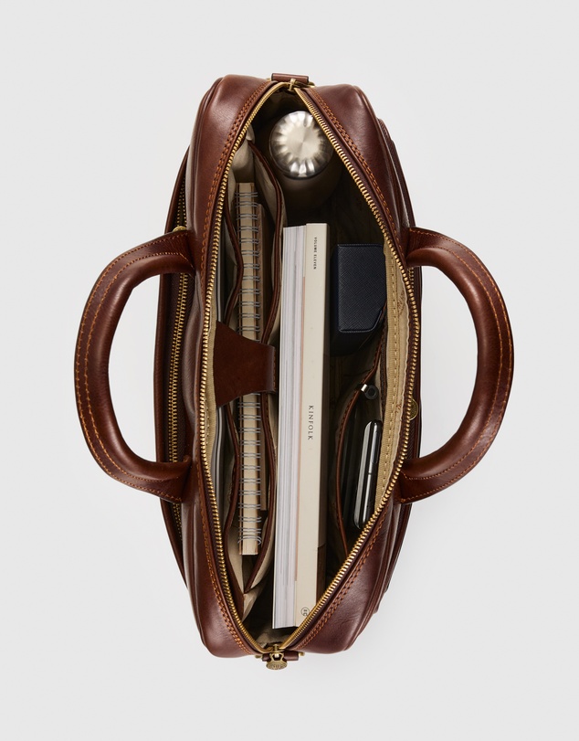 Republic of Florence - Pretoria Matt Choc Leather Laptop Briefcase