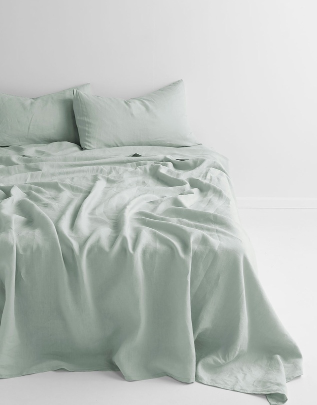 Aura Home - Evie Stonewash Organic Cotton Sheet Set in Mist