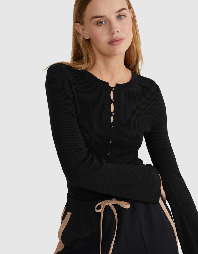 Oxford - Elka Henley Knit Top