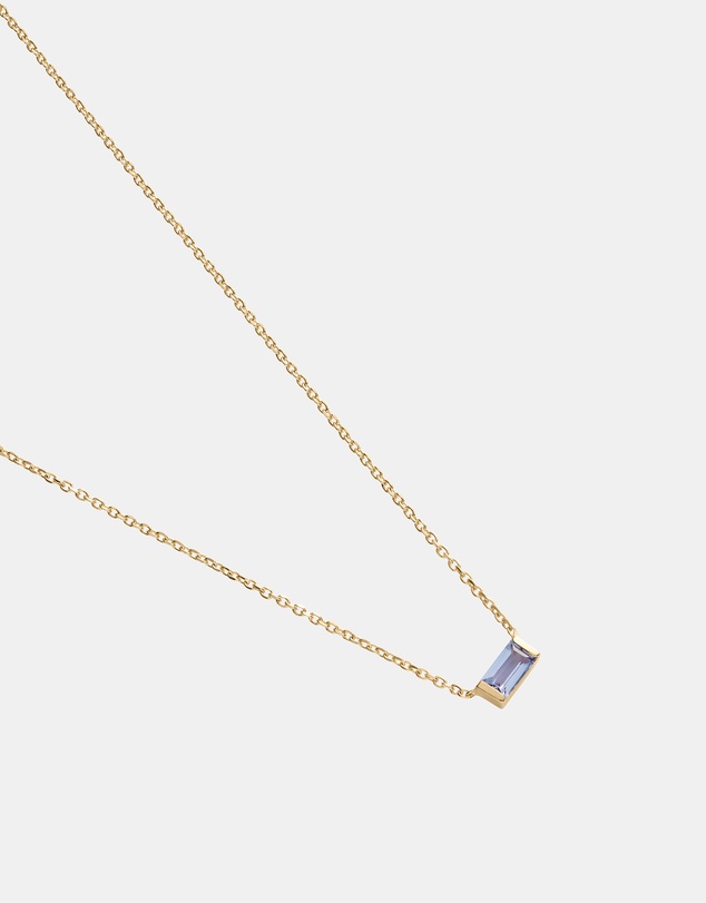 Kirstin Ash - Baguette Birthstone Necklace December Tanzanite