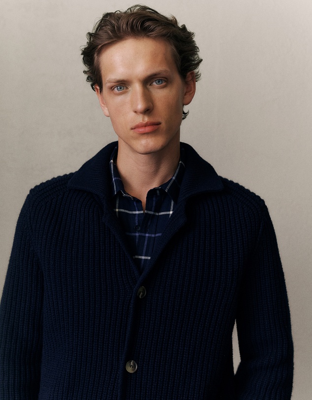 Trenery - Merino Lapel Cardigan in Navy