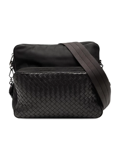 Pre-Loved by Azura Reborn - Pre-Loved Nappa Intrecciato Trimmed Canvas Messenger Bag