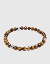 Nialaya Jewellery - 6mm Tiger Eye Bracelet with Silver Balls