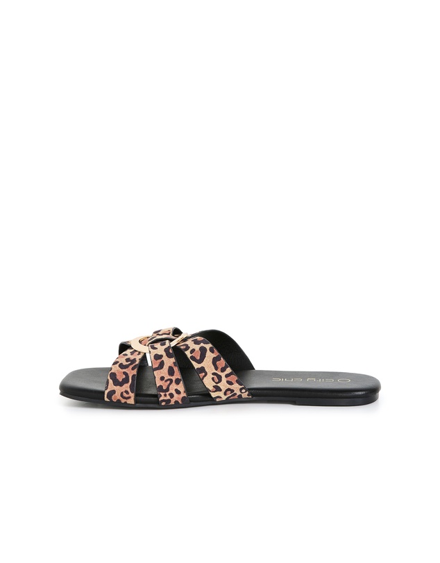 City Chic - WIDE FIT Jacey Leopard Print Slide