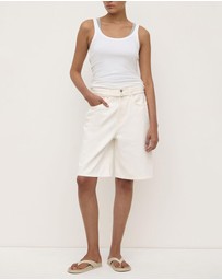Assembly Label - Loose Fit Long Denim Shorts