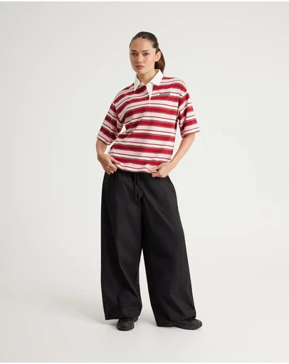 Upstate - Stripe Rugby Top - Crimson/Blush/Moccha