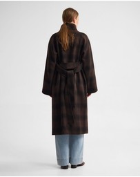 Oxford - Edi Check Funnel Collar Wool Coat