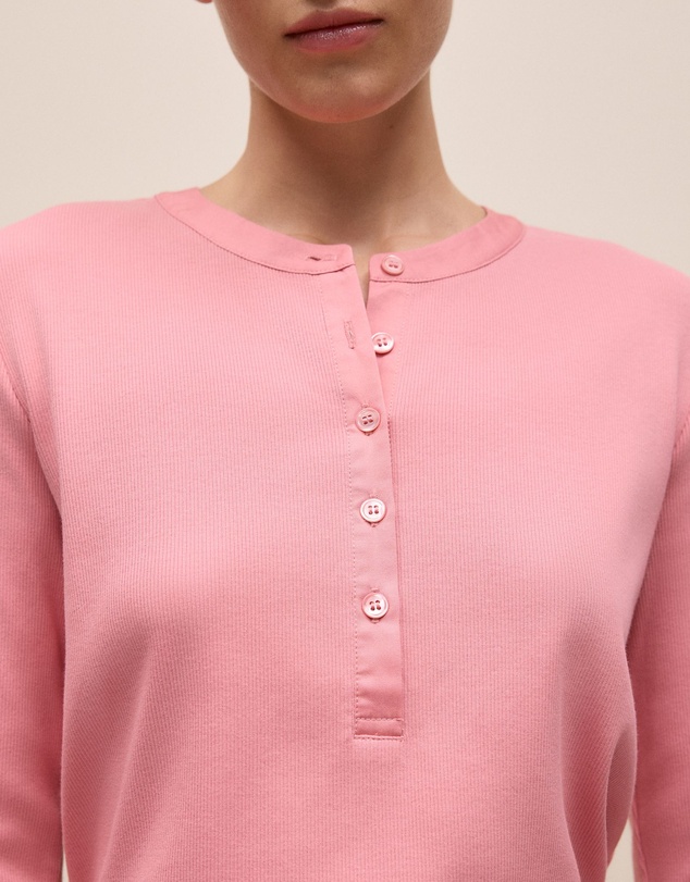 Trenery - Cotton Henley in Dusty Rose