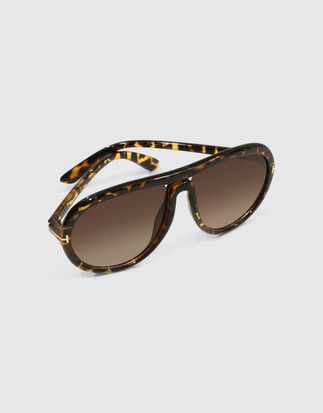 Belle & Bloom - Undercurrent Oversized Aviator Sunglasses - Mosaic Tort