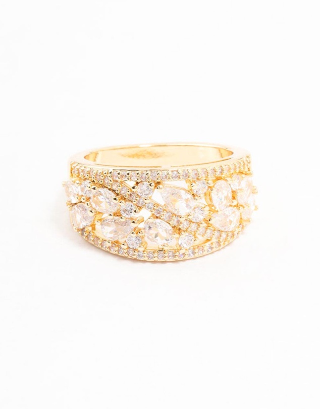 Lovisa - Gold Plated Mixed Stone Cubic Zirconia Ring