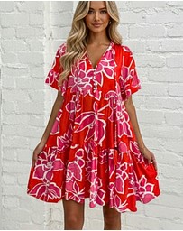 Esther & Co - Ophelia Dress - Red Multi