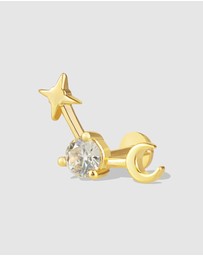 Wanderlust + Co - Birthstone Constellation Gold Flat Back Earring - Apr