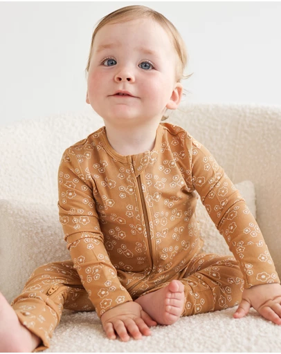 Kynd Baby - Day or Night Onesie in Golden Blooms