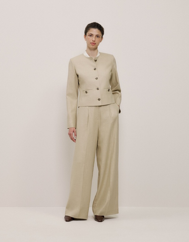 Trenery - Textured Wide Leg Pant in Clay