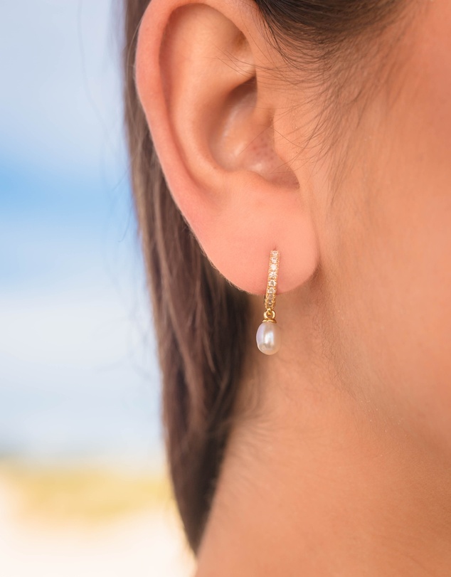 Georgini - GEORGINI OCEANS BONDI FRESHWATER PEARL EARRINGS GOLD