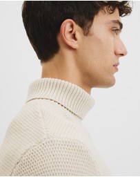Country Road - Australian Good Earth Cotton Wool Blend Textured Roll Neck Knit