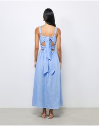 Revibe - Repaired AERE Raina Tie Back Linen Midi Dress - AU 6