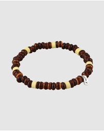 Kuzzoi - ICONIC EXCLUSIVE - Bracelet Male Elegant Brown Coconut Beads 925 Sterling Silver