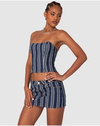 EDIKTED - Inez Striped Denim Corset