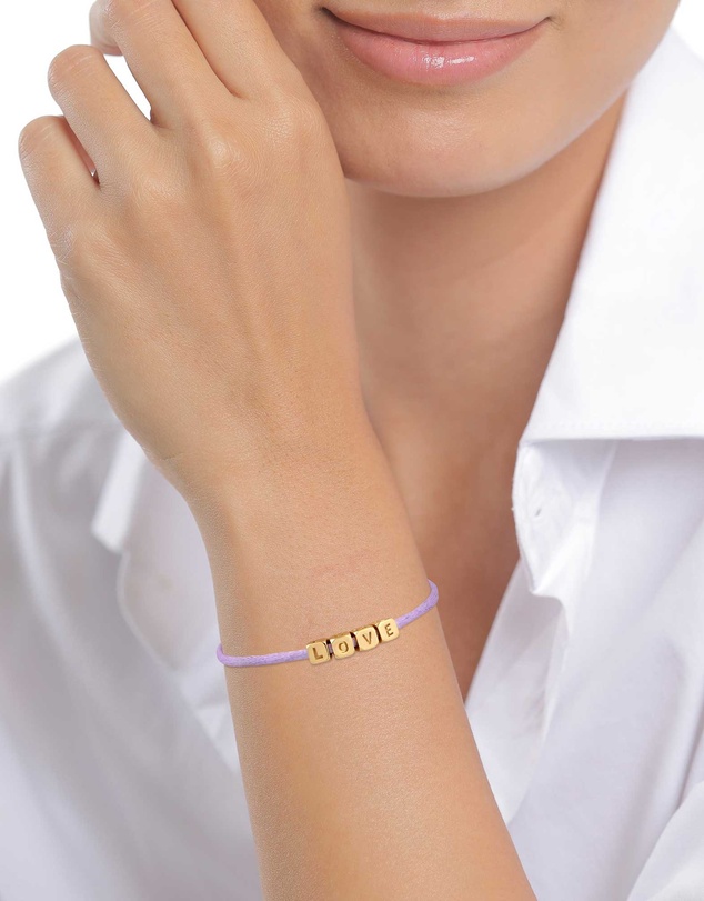 Elli Jewelry - LOVE Charm Purple Satin Bracelet