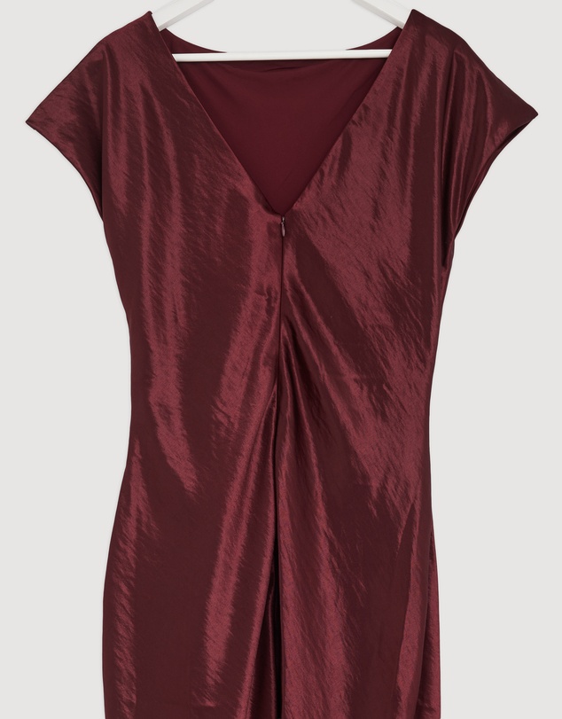 Revibe - Repaired Tussah Amy Boat Neck Satin Midi Dress - AU 14