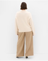 City Chic - Plus size Star Alley Collared Jumper - milk