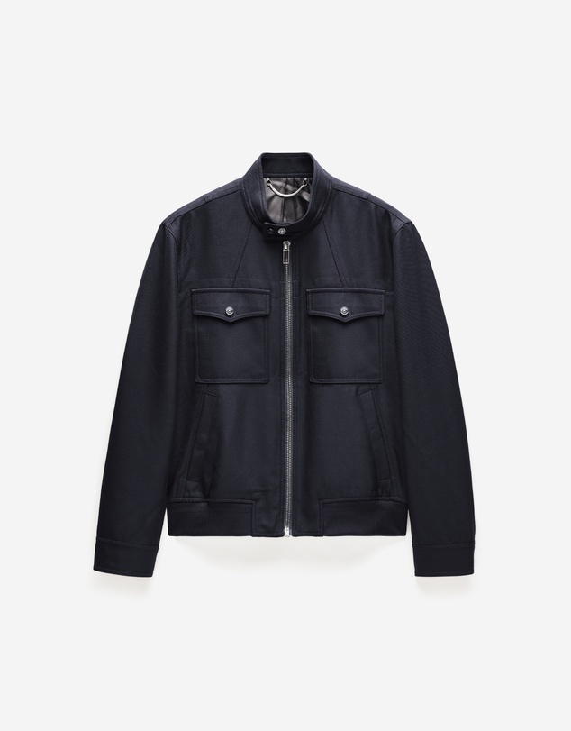 Calibre - Stand Collar Wool Bomber Jacket Navy