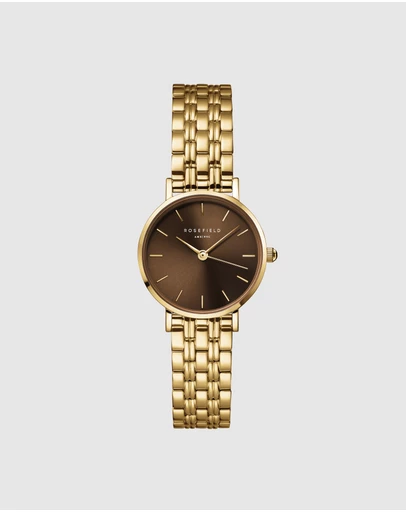Rosefield - Small Edit Chocolate Brown Dial Gold-Tone Bracelet Watch