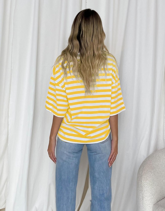 Dazie - Nostalgia Stripe Oversized Boyfriend Tee
