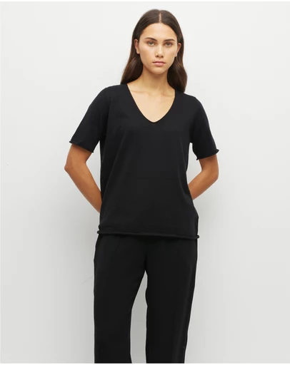 JH Lounge - JHL V-Neck T (Fine Cotton Cashmere) Black