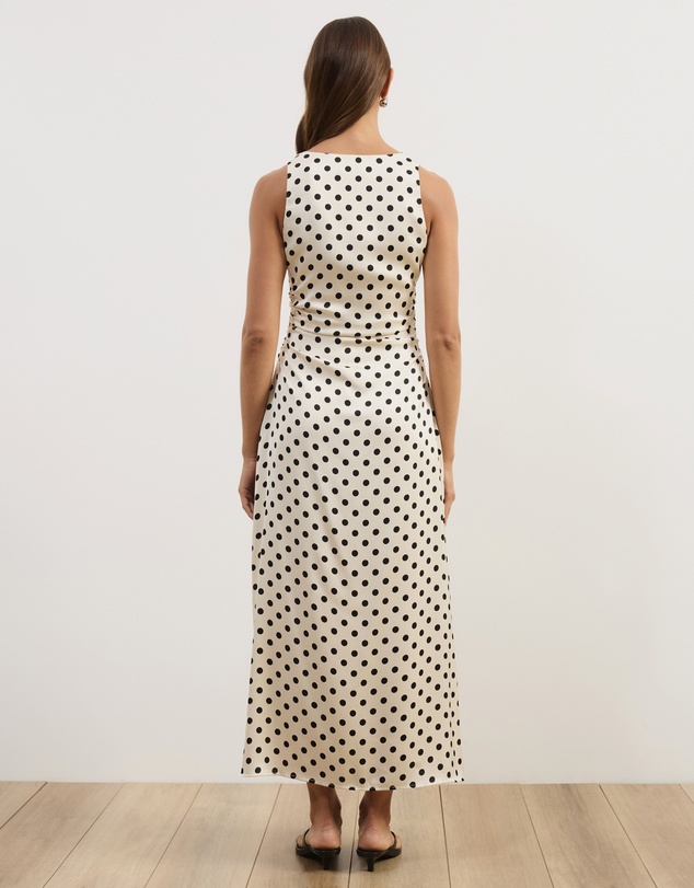 Atmos&Here - Lowen Satin Polka Dot Midi Dress