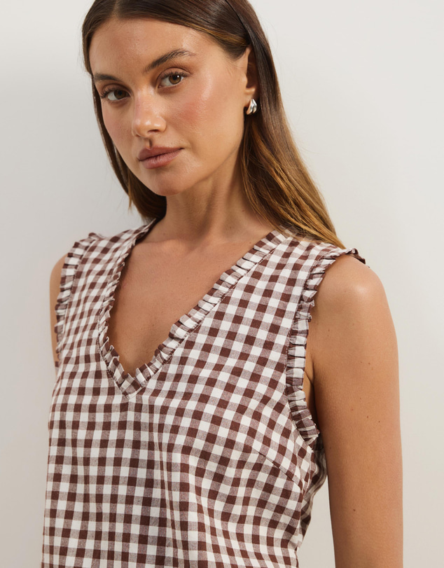 Atmos&Here - Lydia Gingham Tie Back Top