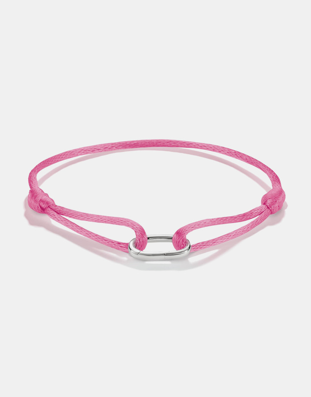 THOMAS SABO - Pink Textile Charm Club Bracelet with Silver-Plated Clasp