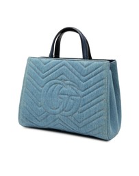 Pre-Loved by Azura Reborn - Pre-Loved Small GG Marmont Matelasse Denim Pearly Satchel