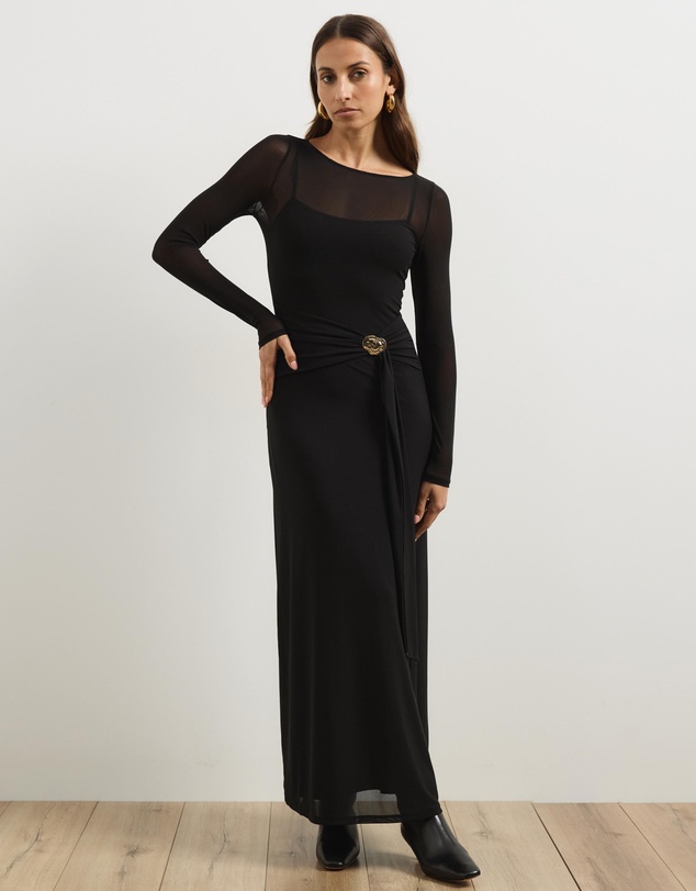 Atmos&Here - Dani Long Sleeve Mesh Midi Dress