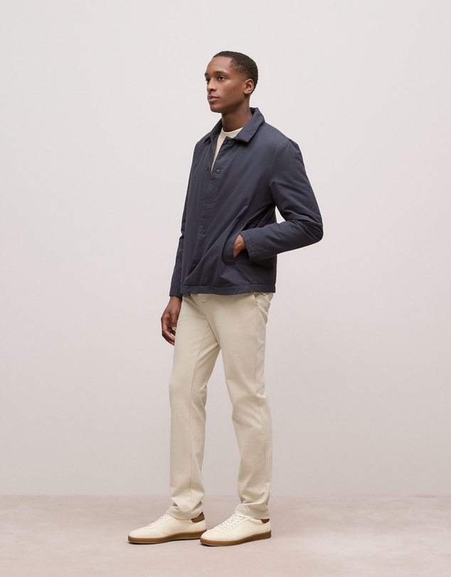 Trenery - Mercerised Cotton Tipped Long Sleeve T-shirt in Fawn